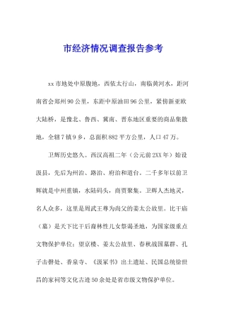 市经济情况调查报告参考
