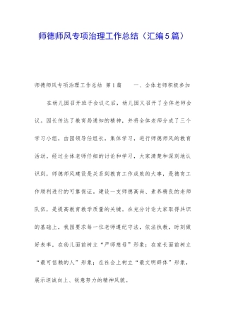 师德师风专项治理工作总结