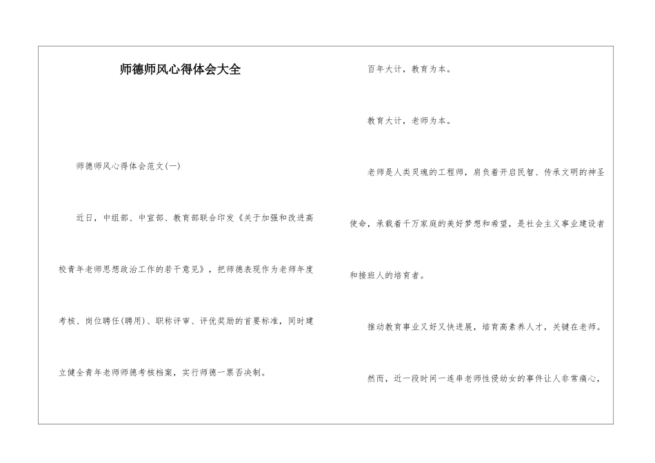 师德师风心得体会大全_第1页