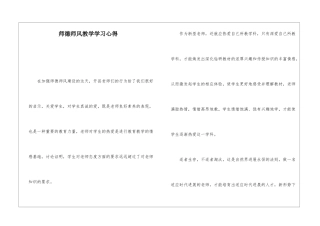 师德师风教学学习心得