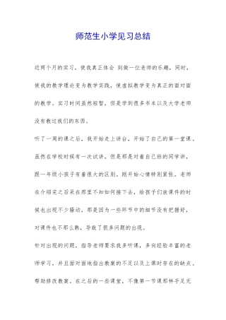 师范生小学见习总结-