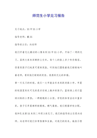 师范生小学见习报告-