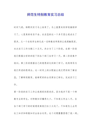 师范生特殊教育实习总结-