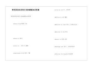 常用英语名词同介词的搭配知识积累