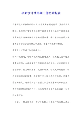 平面设计试用期工作总结报告-