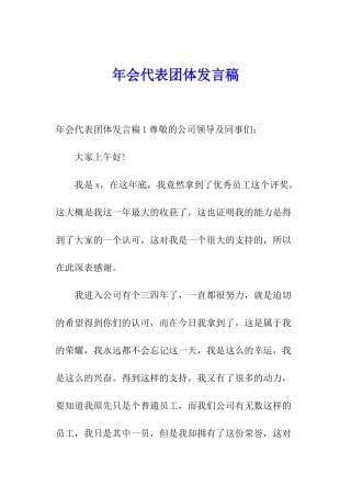 年会代表团体发言稿