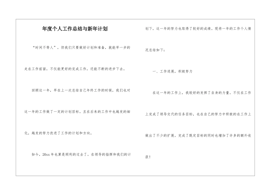 年度个人工作总结与新年计划-_第1页