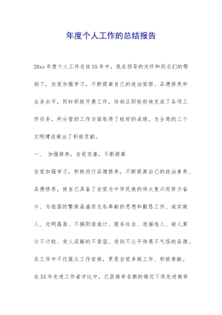年度个人工作的总结报告-