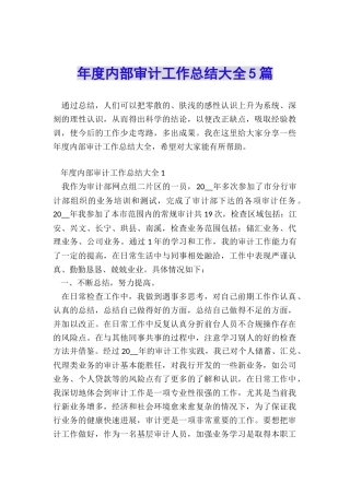 年度内部审计工作总结大全5篇