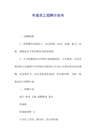年度员工招聘计划书