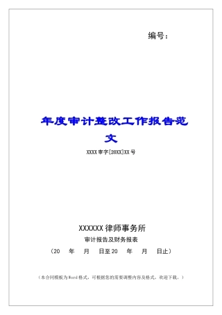 年度审计整改工作报告范文
