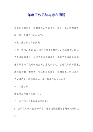 年度工作总结与存在问题-