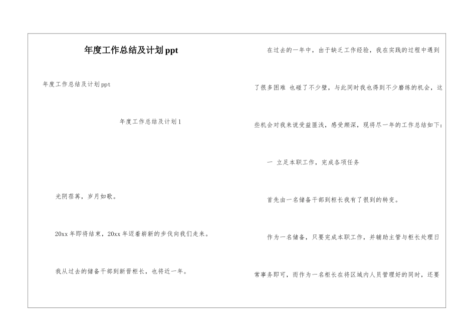 年度工作总结及计划ppt_第1页