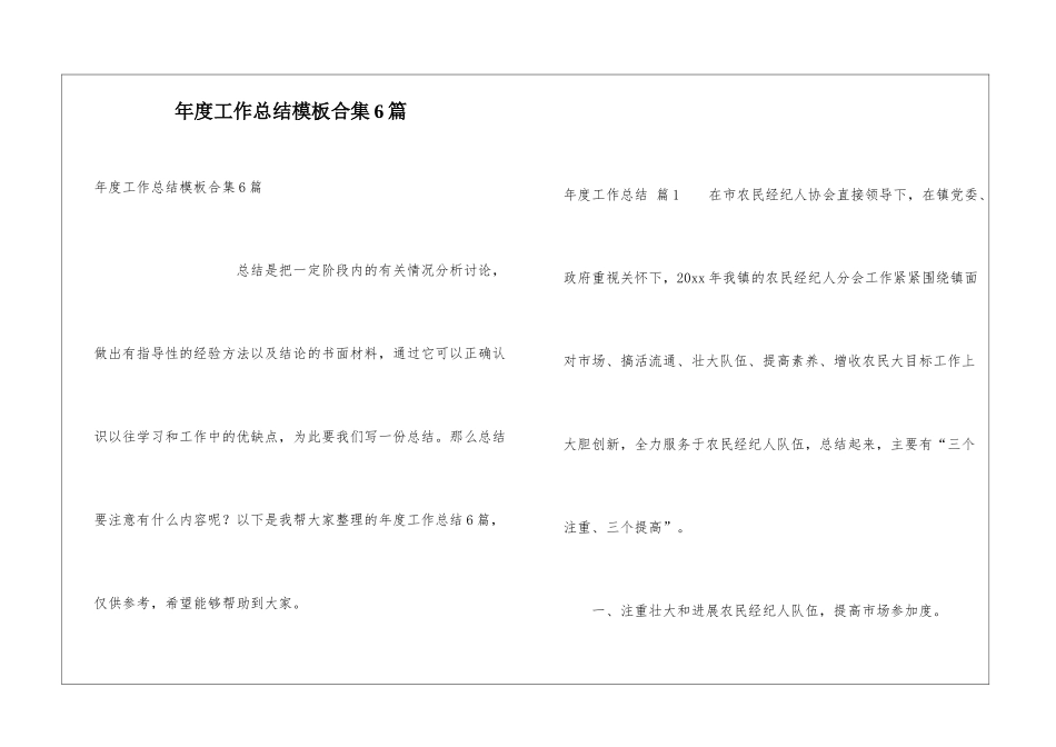 年度工作总结模板合集6篇_第1页