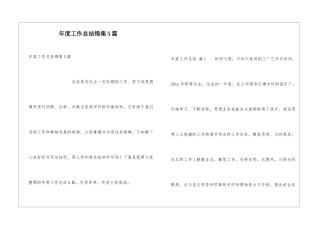 年度工作总结锦集5篇