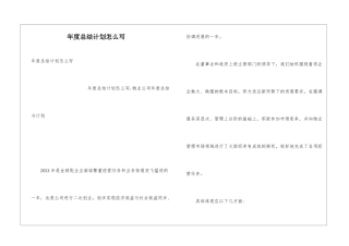 年度总结计划怎么写