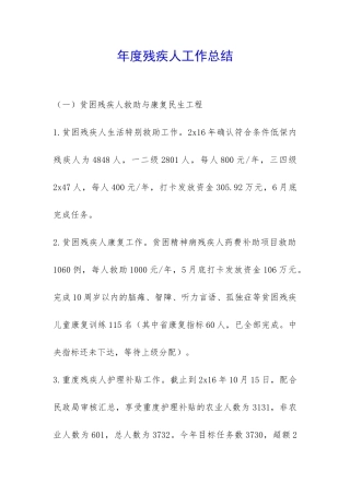 年度残疾人工作总结-