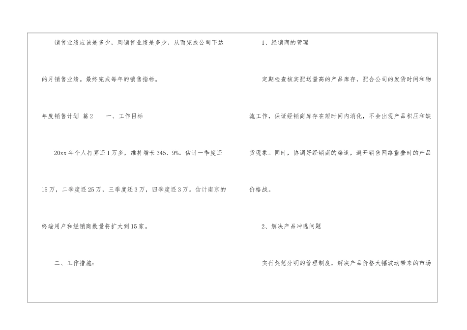年度销售计划模板5篇_第2页