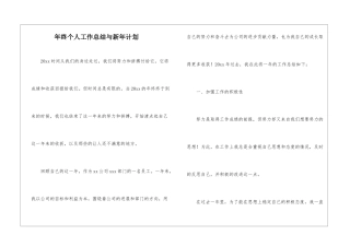 年终个人工作总结与新年计划-