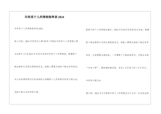 年终奖个人所得税税率表2024