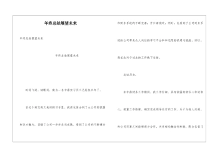 年终总结展望未来