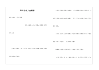 年终总结大全销售