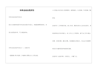 年终总结自我评价