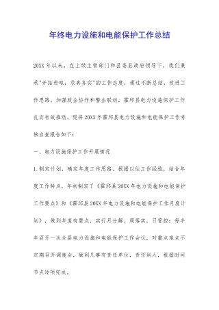 年终电力设施和电能保护工作总结-