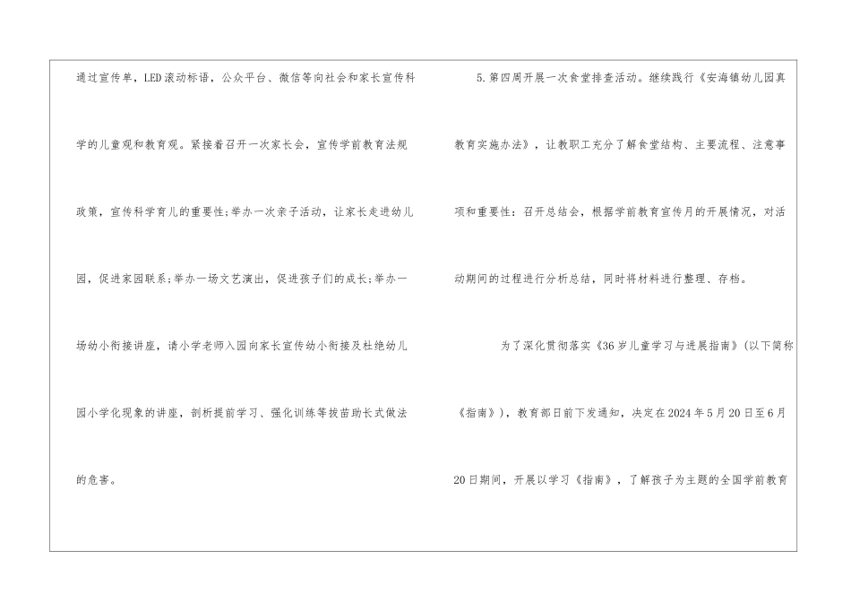 幼儿园2024学前教育宣传月活动方案_第3页