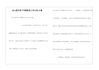 幼儿园中班下学期班务工作计划14篇