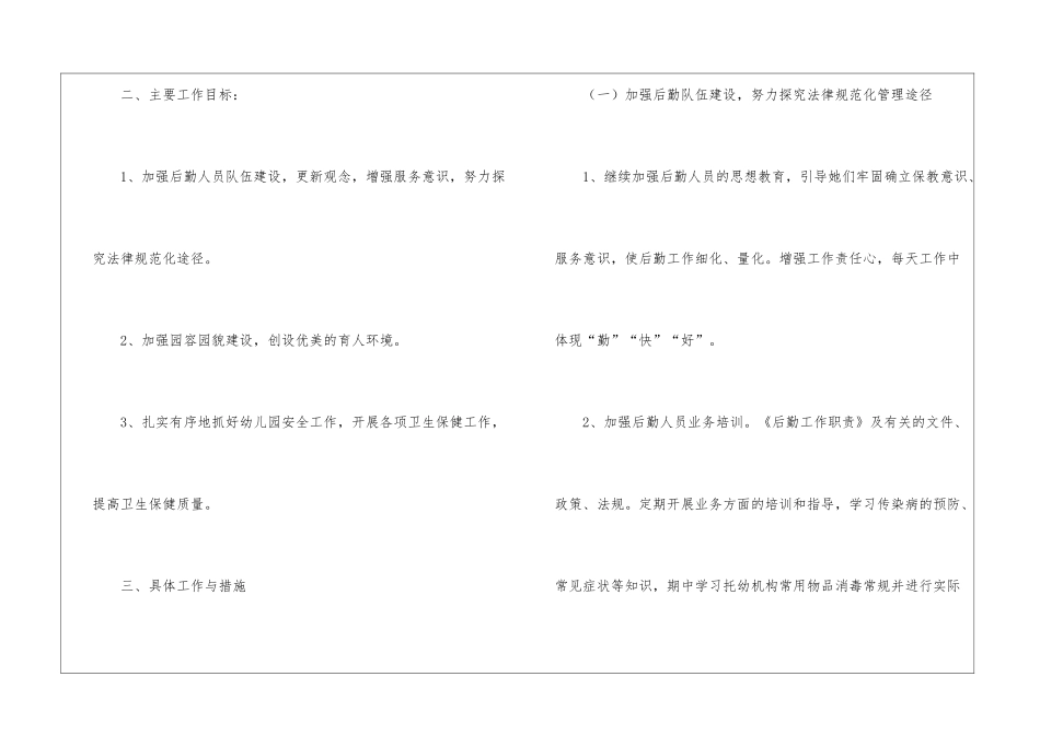 幼儿园后勤工作计划(通用15篇)_第2页