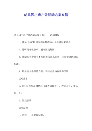 幼儿园小班户外活动方案5篇
