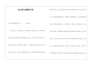 幼儿园小班教学计划