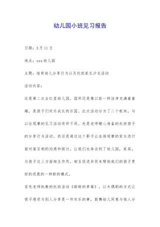 幼儿园小班见习报告-