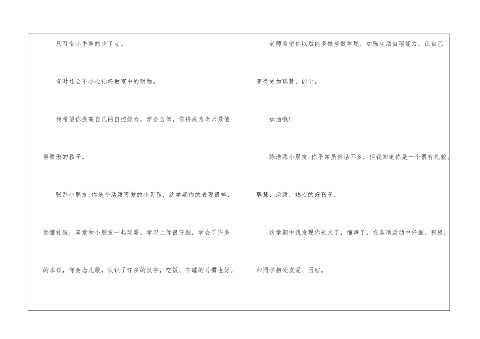 幼儿园小班评语集锦_第2页
