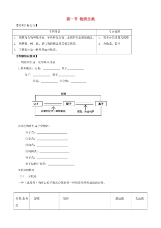 2010版高中化学一轮复习 21物质的分类精品学案 新人教版