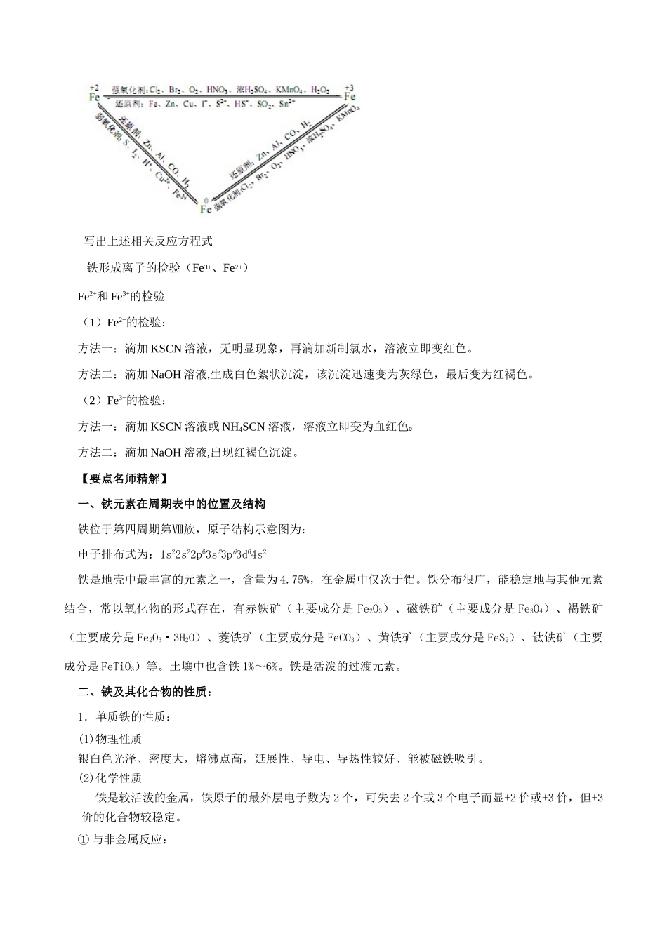 2010版高中化学一轮复习 33 铁及其重要化合物精品学案 新人教版_第2页