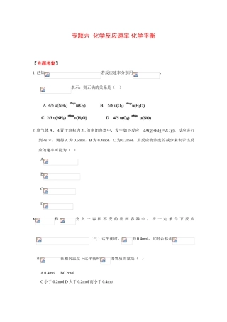 2010高考二轮复习化学考案：专题六《化学反应速率 化学平衡》