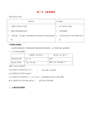 2010版高中化学一轮复习 52元素周期律精品学案（1） 新人教版