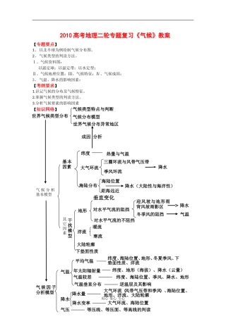 2010高三地理高考二轮专题复习《气候》教案