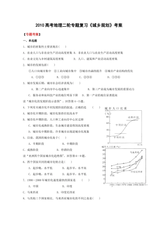 2010高考地理二轮专题复习《城乡规划》考案