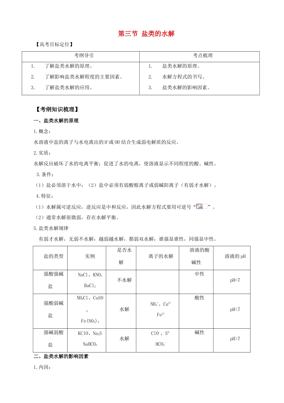 2010版高中化学一轮复习 83盐类的水解精品学案 新人教版_第1页
