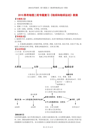 2010高考地理二轮专题复习《地球和地球运动》教案