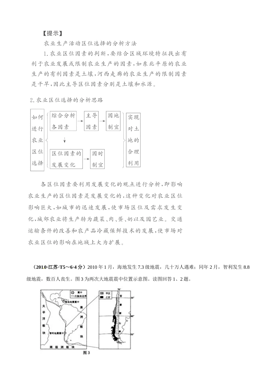2011届高考地理二轮复习专题 第11讲 农业区位与农业地域类型学案 新人教版_第3页