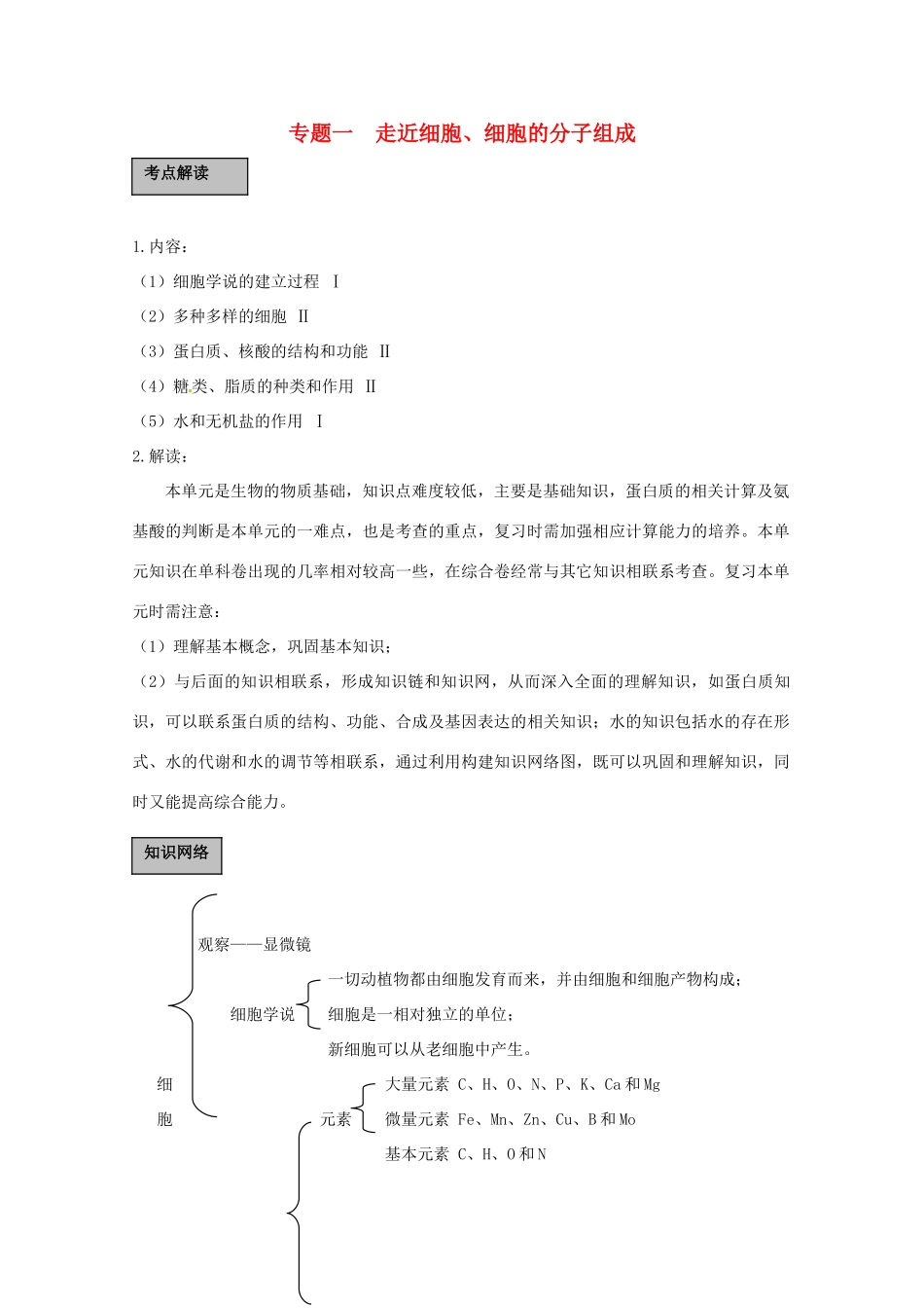 2011届高考生物第一轮复习讲练析教案1_第1页