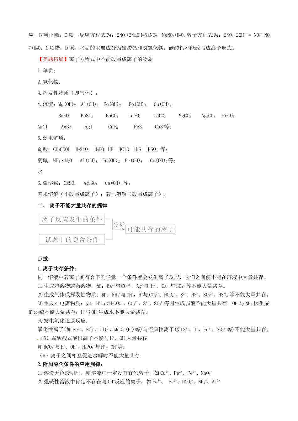 2011届高考化学二轮复习 14离子反应学案 新人教版_第3页