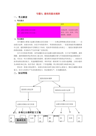 2011届高考生物第一轮复习讲练析教案7