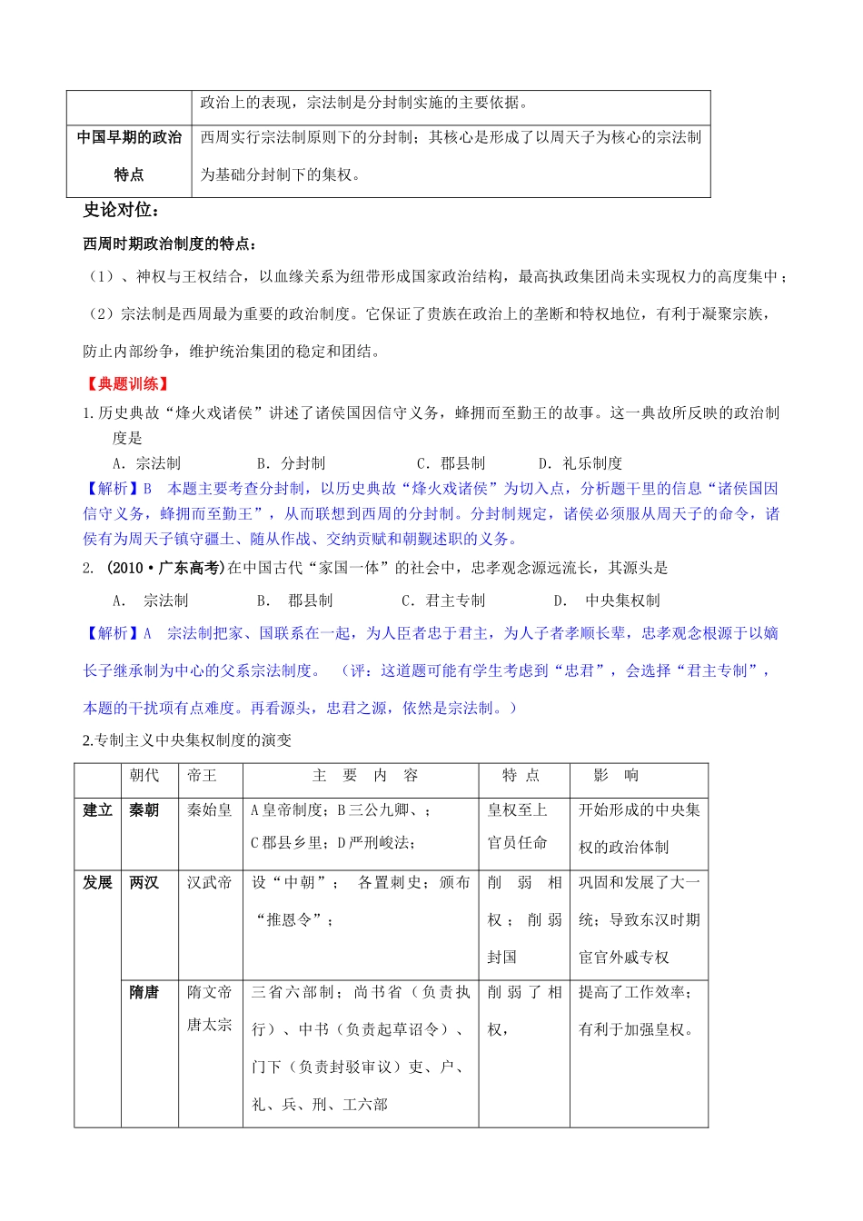 2011届高考历史二轮专题复习 1.1 中国古代政治文明学案 新人教版_第3页