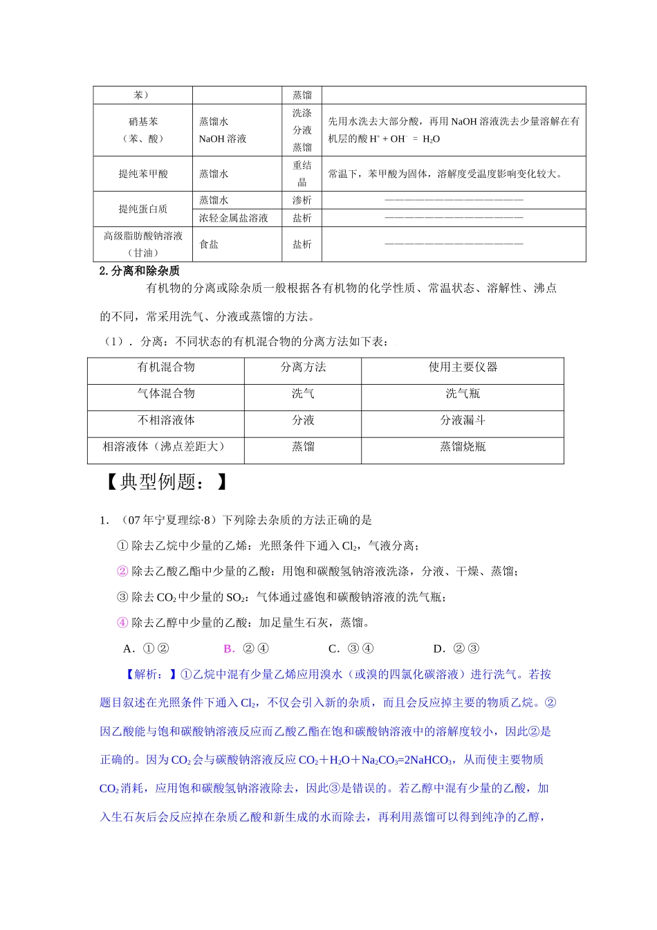 2010高考化学一轮复习学案（四）研究有机化合物的一般步骤和方法_第3页