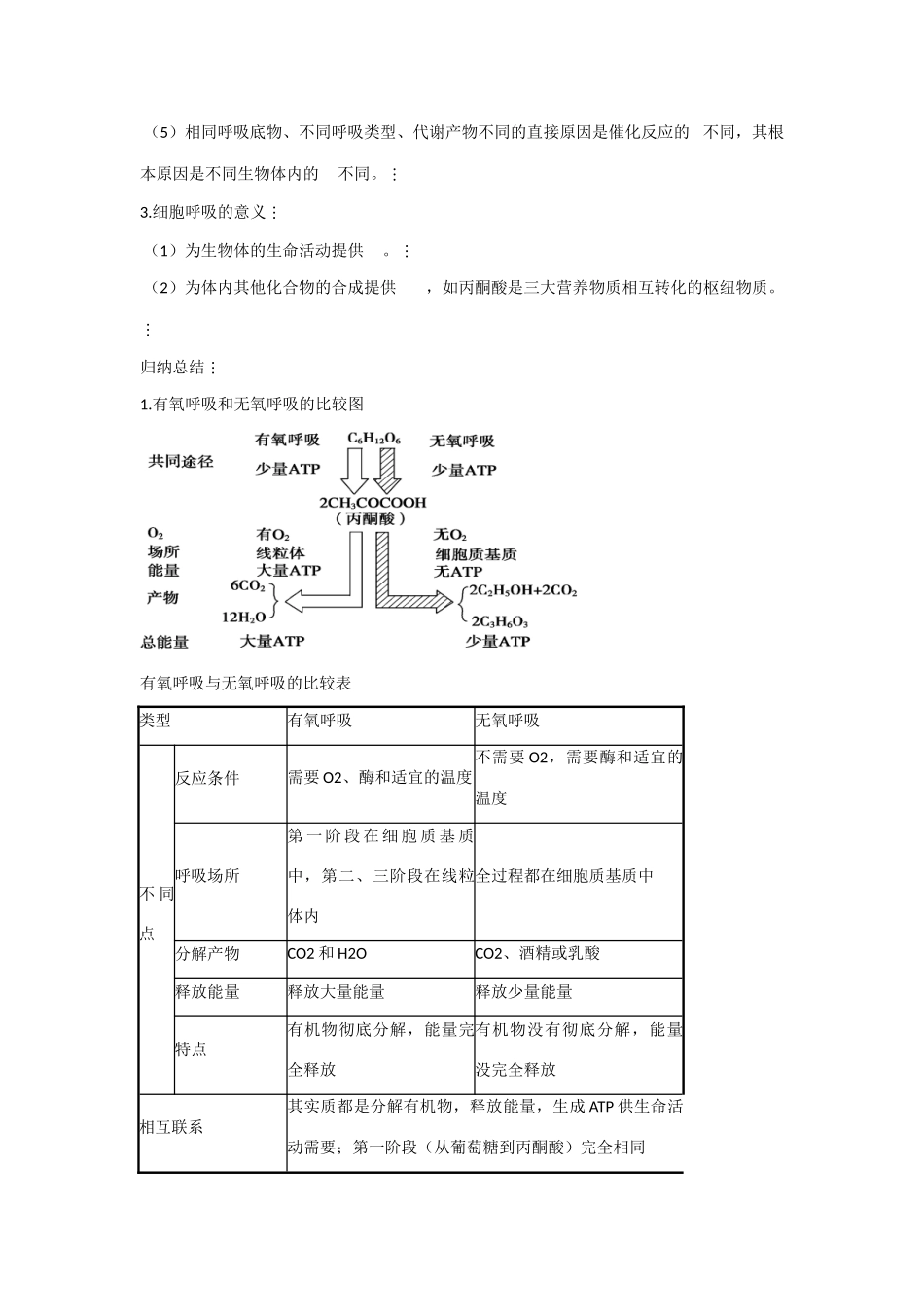 2010高三生物一轮复习- 细胞呼吸和新陈代谢的基本类型【教案】_第2页